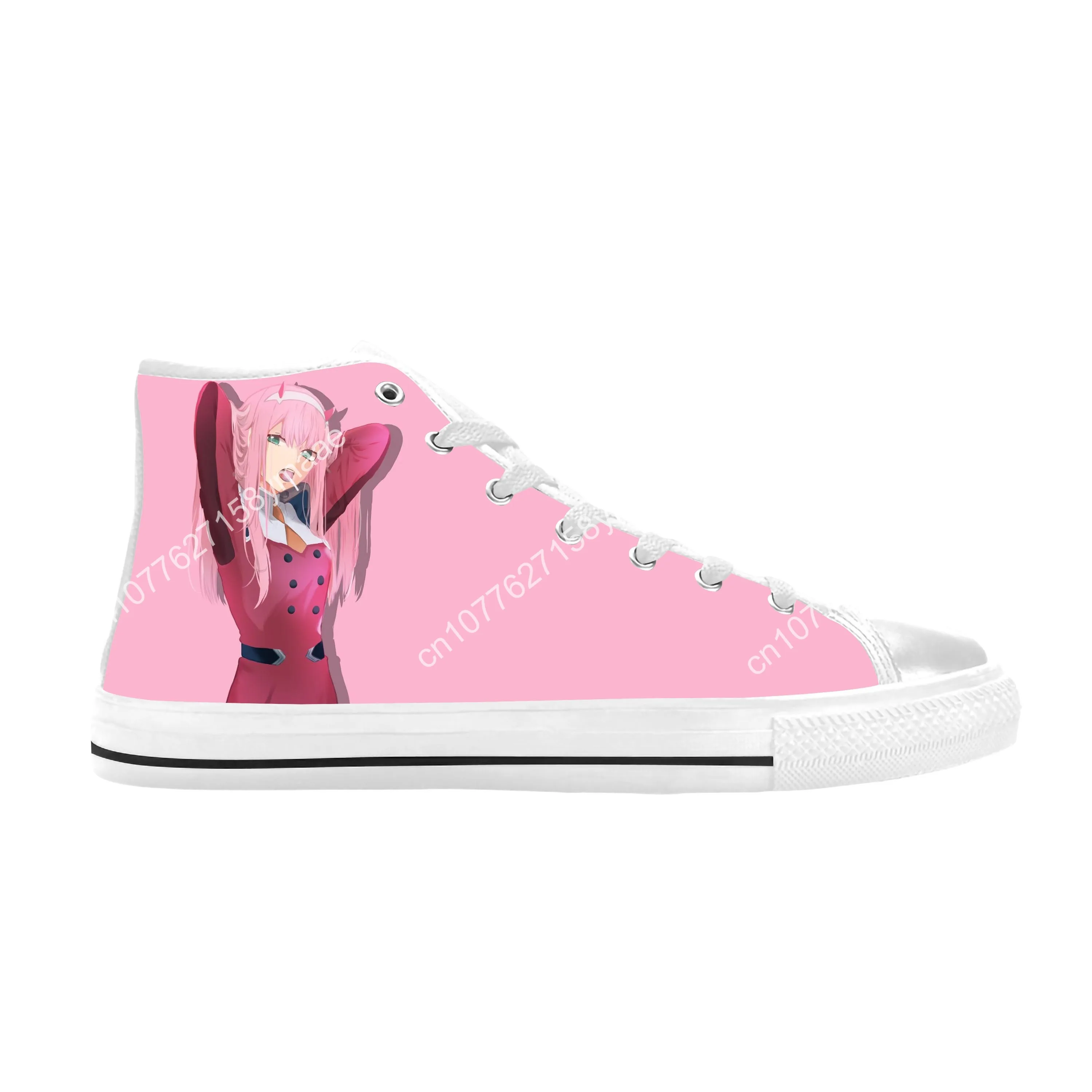 Zapatos de tela informales Darling In The Franxx Zero Two para hombres y mujeres, zapatillas de deporte transpirables con estampado 3D, Top alto, Anime japonés, caliente