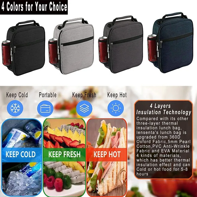 Tragbare Isolierte Lunch-Tasche, Outdoor-Picknick-Kühltasche, Lunch-Tasche mit Becherhalter, Tragbare Isolierte Lunch-Box für Schüler – Detail 4