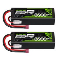 OVONIC 2s Lipo Battery 7.4 V 6200 mAh 50C with T Plug Hard Case Lipo Battery Cells for RC Car Helicopter Truck Boat Plane (2P