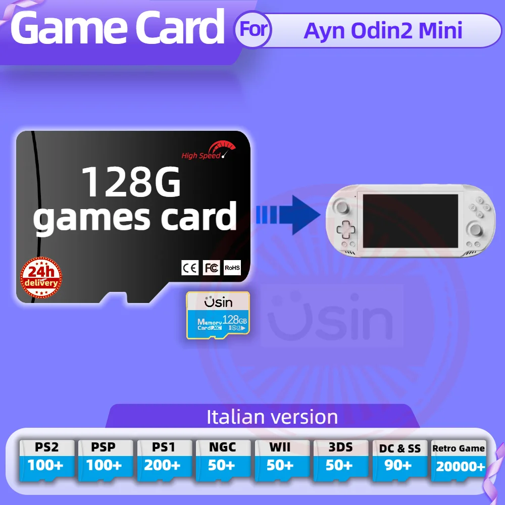 Memory Game Card For Ayn ODIN2 Mini ODIN 2 Italian version Retro PS2 PSP Games Android Gaming portable Console SD H-speed 128G