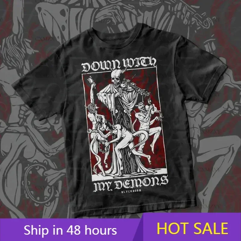 

Down With My Demons cotton shirtmen women enthusiast summer casual cotton unisex T-shirt