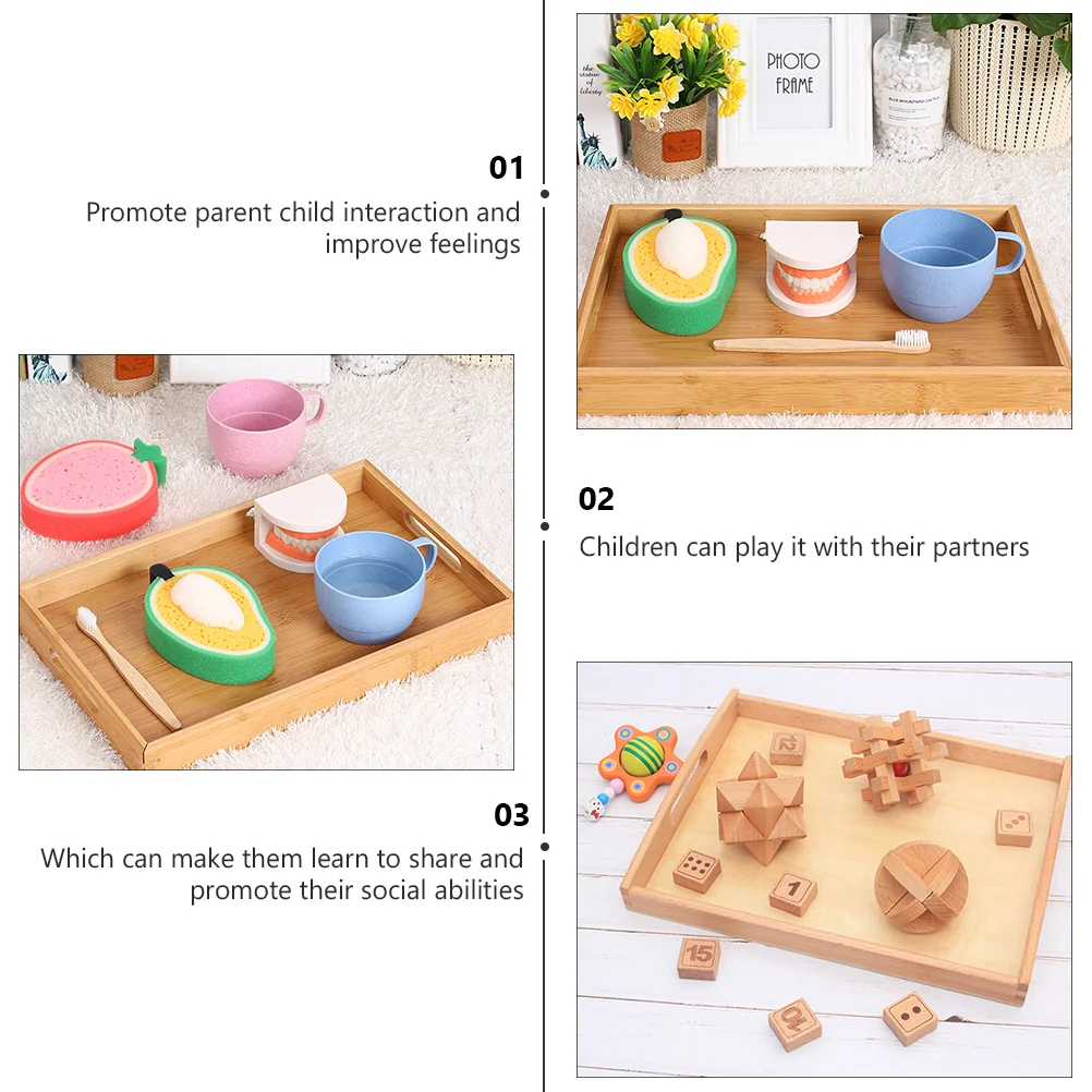 Toy Montessori Tray Observational Educational Toys Flat Storing Wooden Plaything Cognitive Child