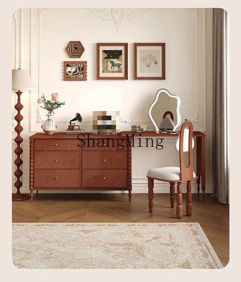 ZYY retro dressing table bedroom desk dressing table corner cabinet integrated solid wood dressing table