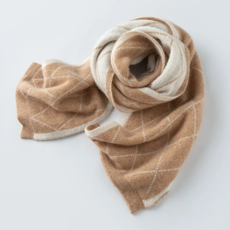 

100% cashmere scarf for both men and women, long knitted shawl, soft and warm, high-quality design, fashionable in winter