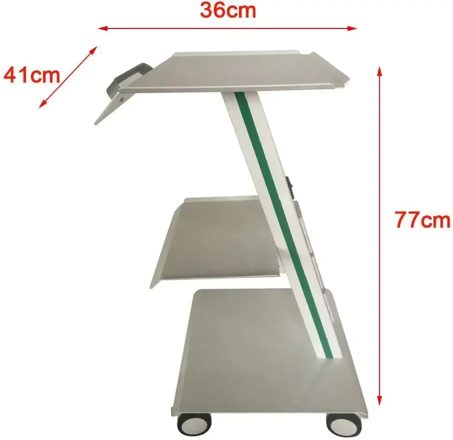 Function Trolley Cart, 3 Tier Rolling Lab Cart w/Built-in Socket, Mobile Dental Medical Cart with Wheels, 3-Layer Medical Tray R