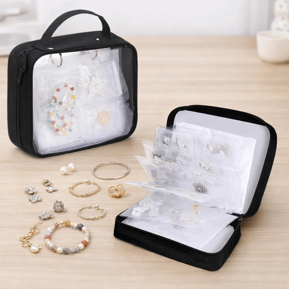 

Large Capacity Clear PVC Jewelry Organizer Sealed Dust-proof Jewelry Display Bag with Zipper Necklace Ring Packing Bag Travel