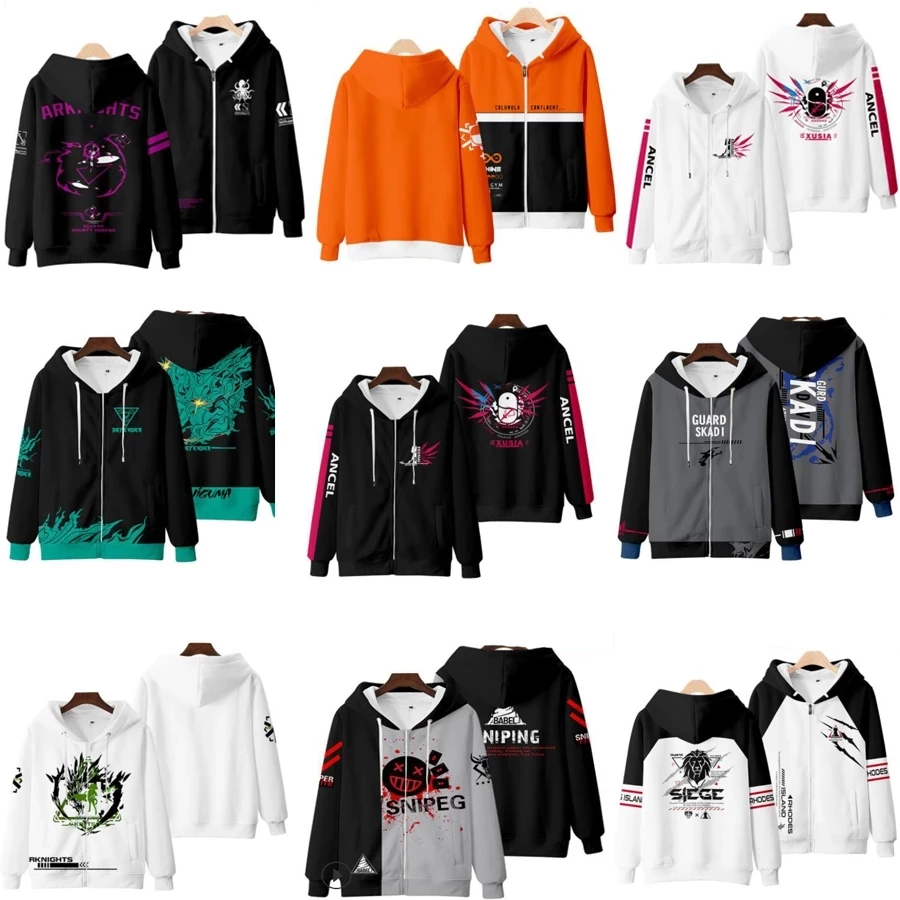 

Game Arknights 3D Zipper Hoodies Men/Women Casual Sweatshirts Rhodes Island Texas Amiya Chen Lappland Exusiai Cosplay Costume