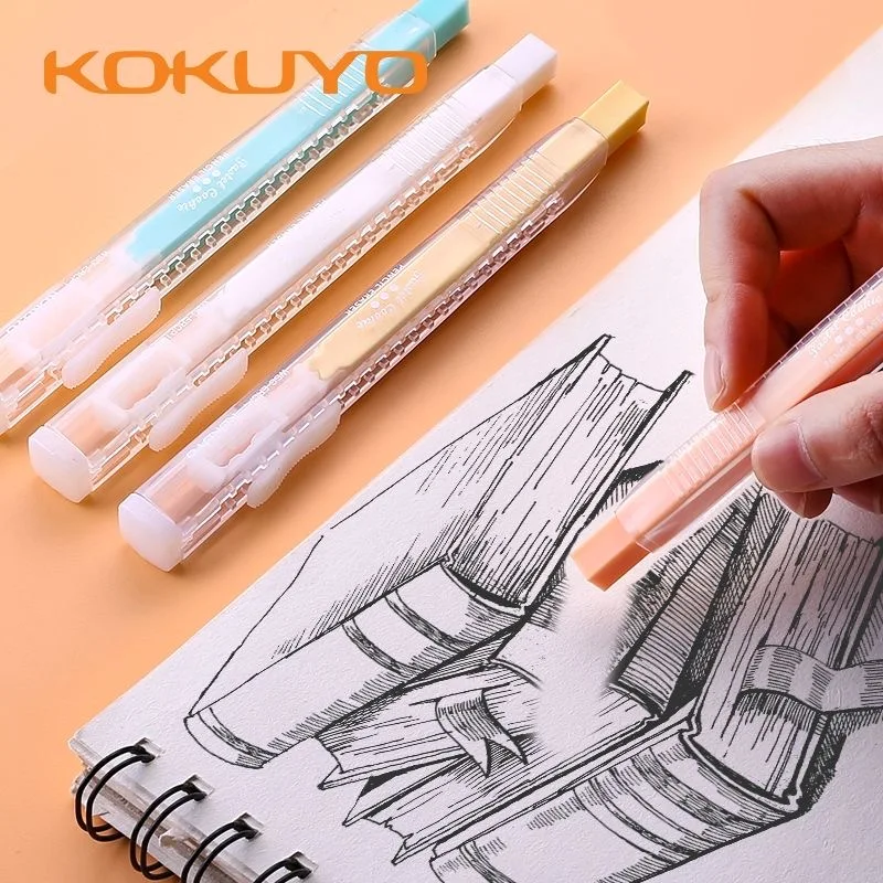 4pcs Japan KOKUYO Pastel Cookies Series  Push-type Eraser Pen-shaped Detail Erasing Art Eraser Replaceable Refill