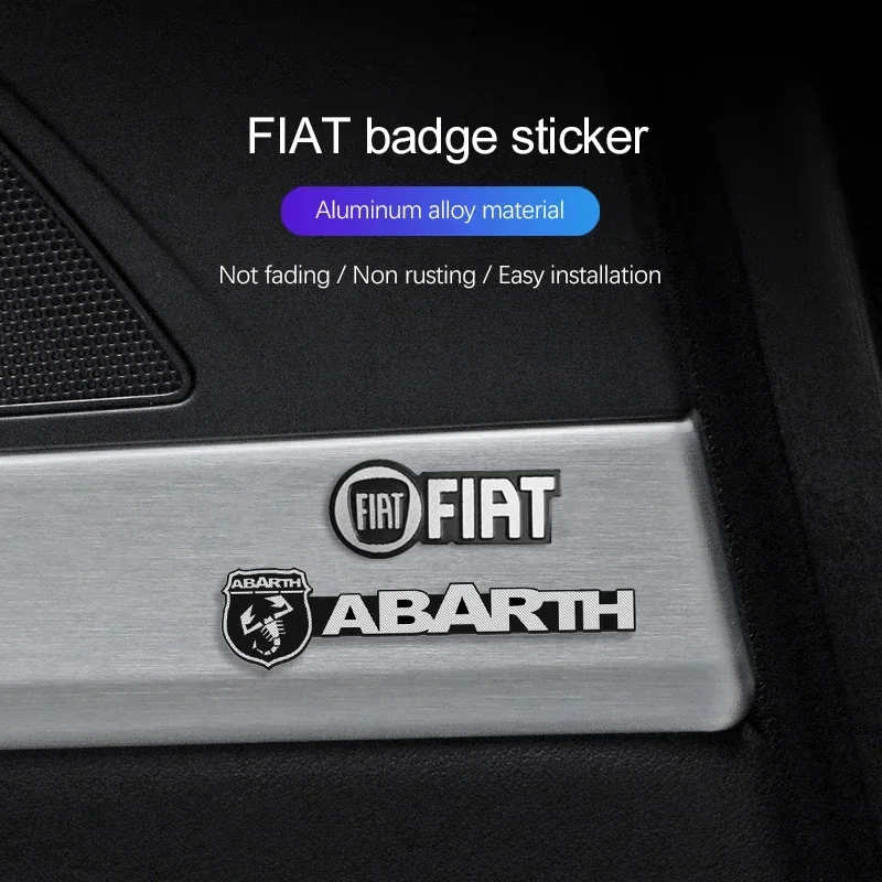 Adesivos decorativos de alumínio para carro, 2/4 peças, para FIAT 500 Ducato Panda Grande Punto Tipo Pulse Strada 600 500L Mobi Abarth