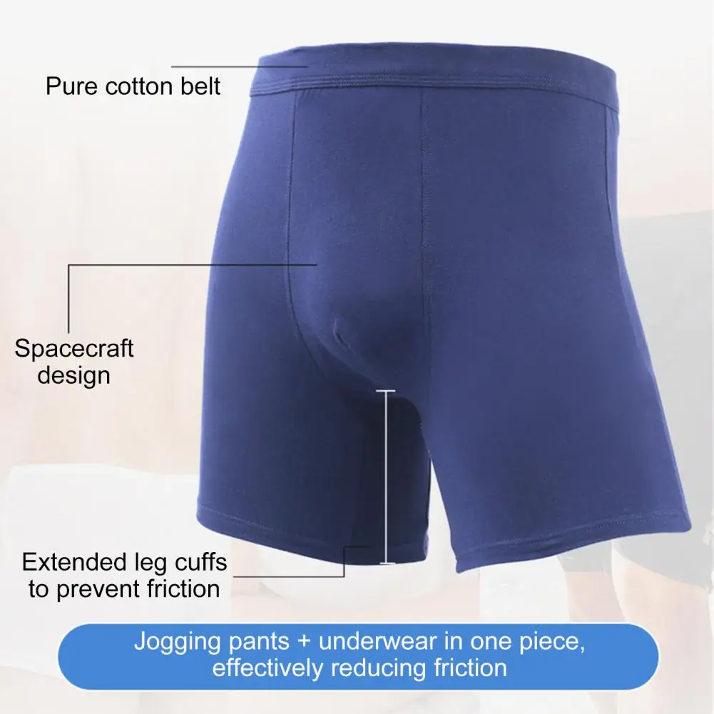 Feuchtigkeitsableitende Boxershorts, Boxer-Unterwäsche, elastische mittelhohe U-konvexe Sportshorts, verschleißfeste Nachtwäsche mit verlängertem Bein für Komfort