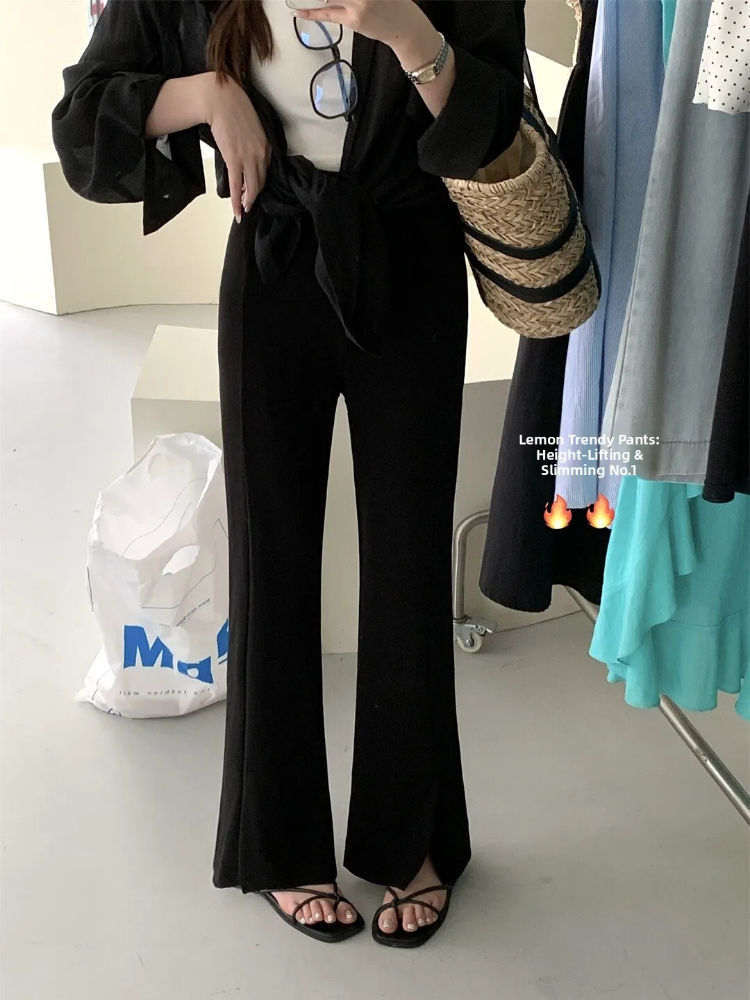 Pantalon de Yoga taille haute pour femmes, Design asymétrique, couleur Pure, fendu, Micro évasé, décontracté, haute élasticité, printemps automne