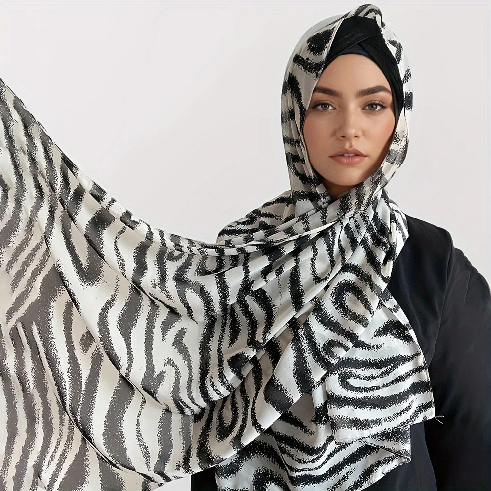 Vendita calda stampa leopardo Chiffon Hijab donne musulmane sciarpa traspirante foulard malese avvolge scialli Tudung Bawal