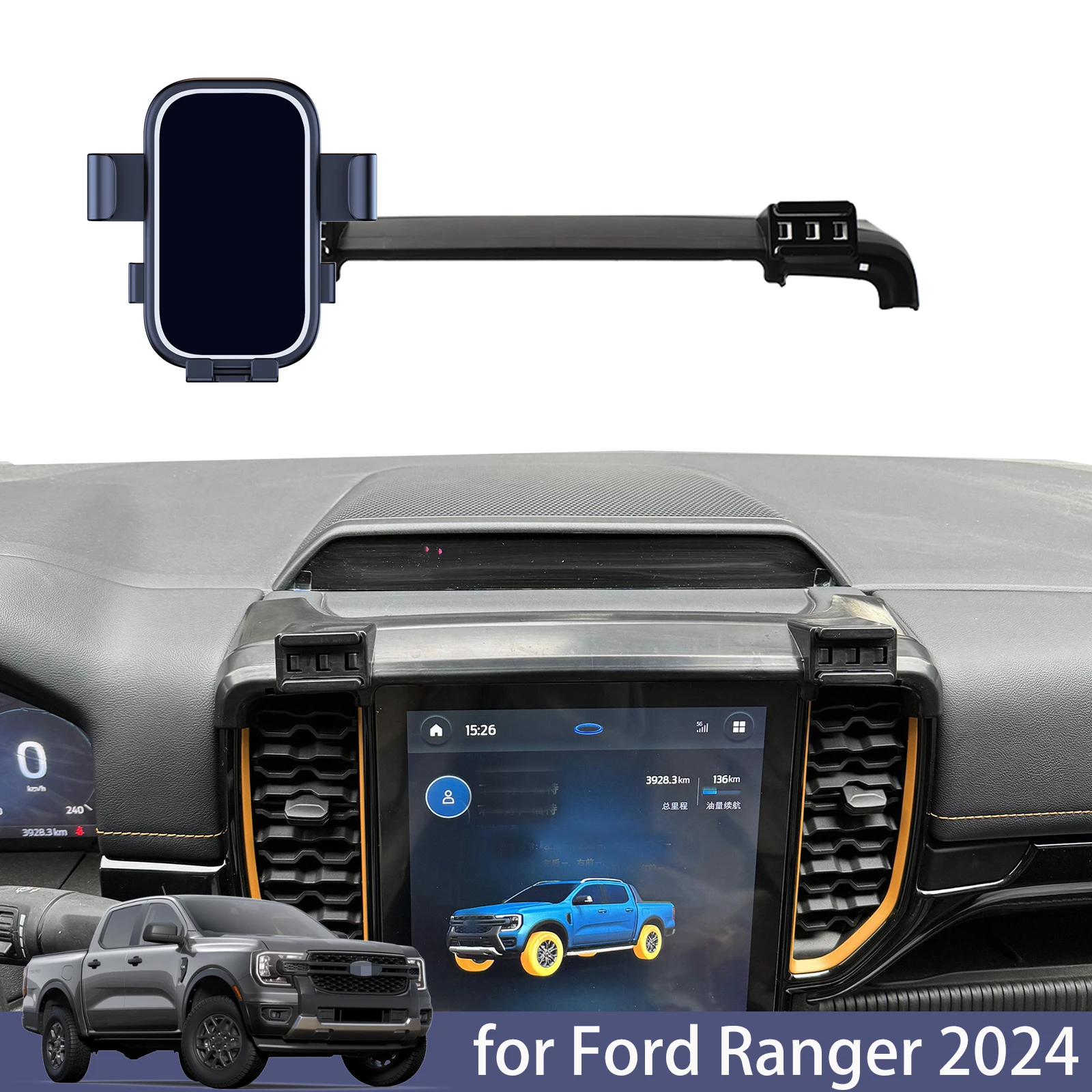 

Gravity Car Phone Holder Mount for Ford Ranger 2023 2024 Screen Navigation Bracket Air Vent Cradles Phone Stand Clip