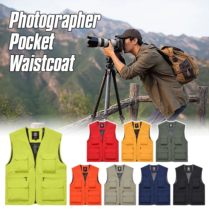 

Summer Men Tactical Vest Coat Casual Men Photographer Waistcoat Mesh Cargo Sleeveless Jacket Multi Pocket Hiking Fishing Vests