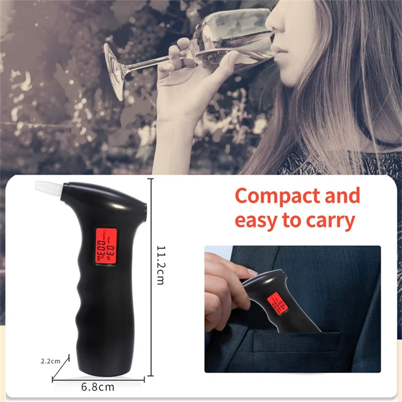 Immagine 6: GREENWON Digital Breath Alcohol Tester Rivelatore Etilometro portatile con bocchini