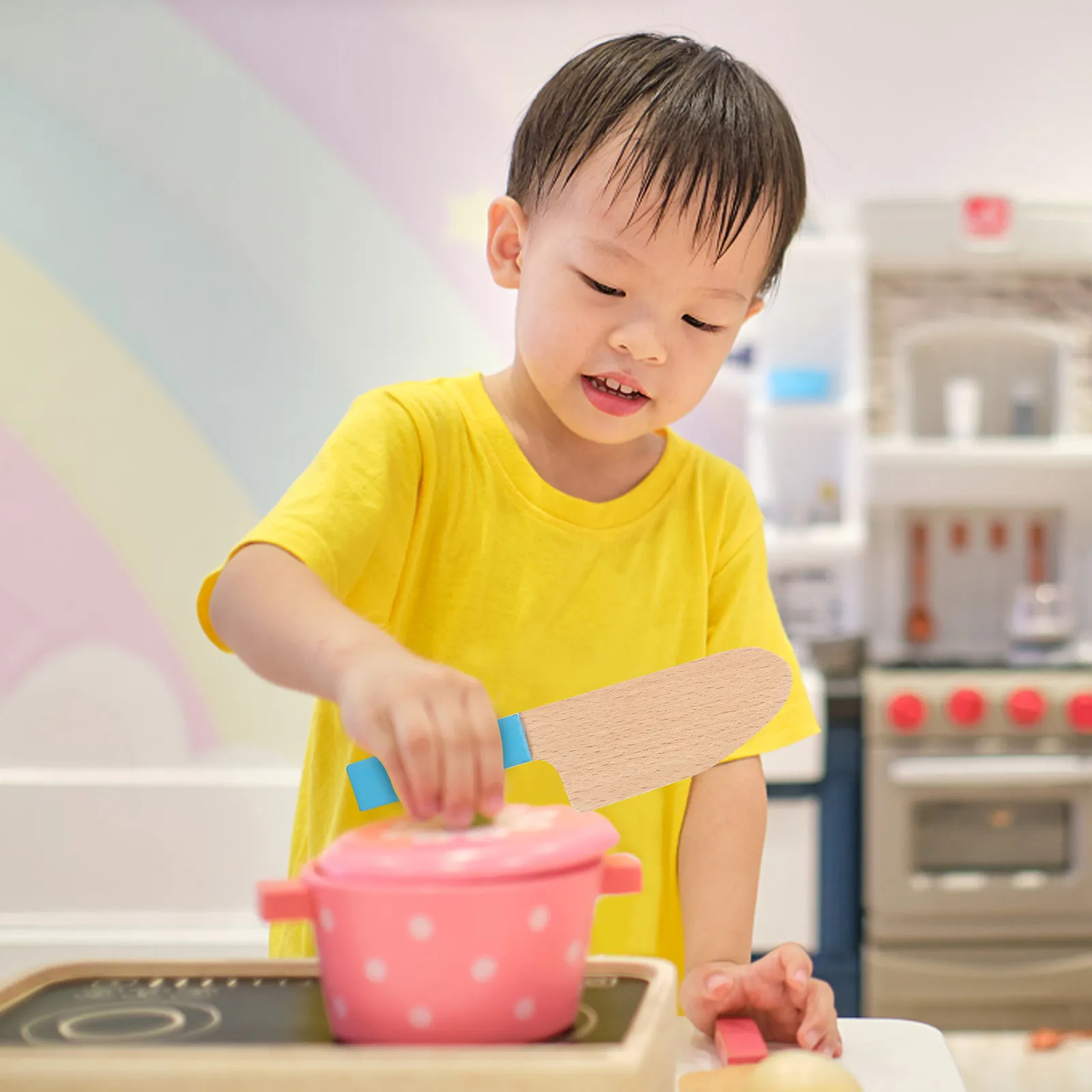Kitchen Play Knives Wood Educational Cutter Child Safety Role Play Learning Household Tool Set Knives Toy Wooden Kitchenware Toy