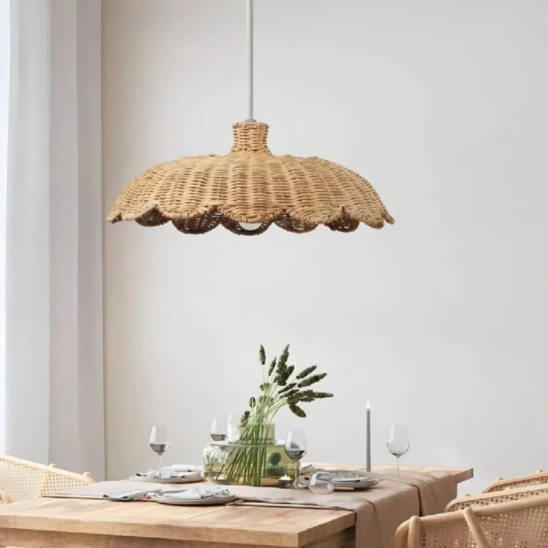 Handmade Weave Pendant Light Bedroom Restaurant Bar Counter Coffee Shop Homestay Zen Tea Room Retro Natural Rattan Hanging Lamps