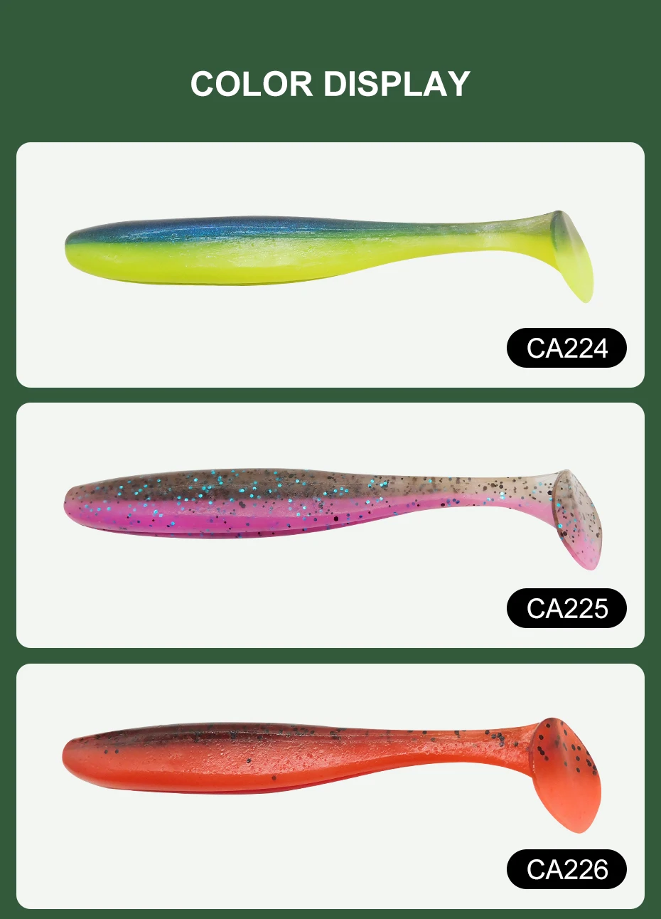 ESFISHING Angelköder ES Easy Shiner 100mm 6 Stück T-Tail Shad Plastikköder Pesca für Hecht Barsch Zander – Detail 8