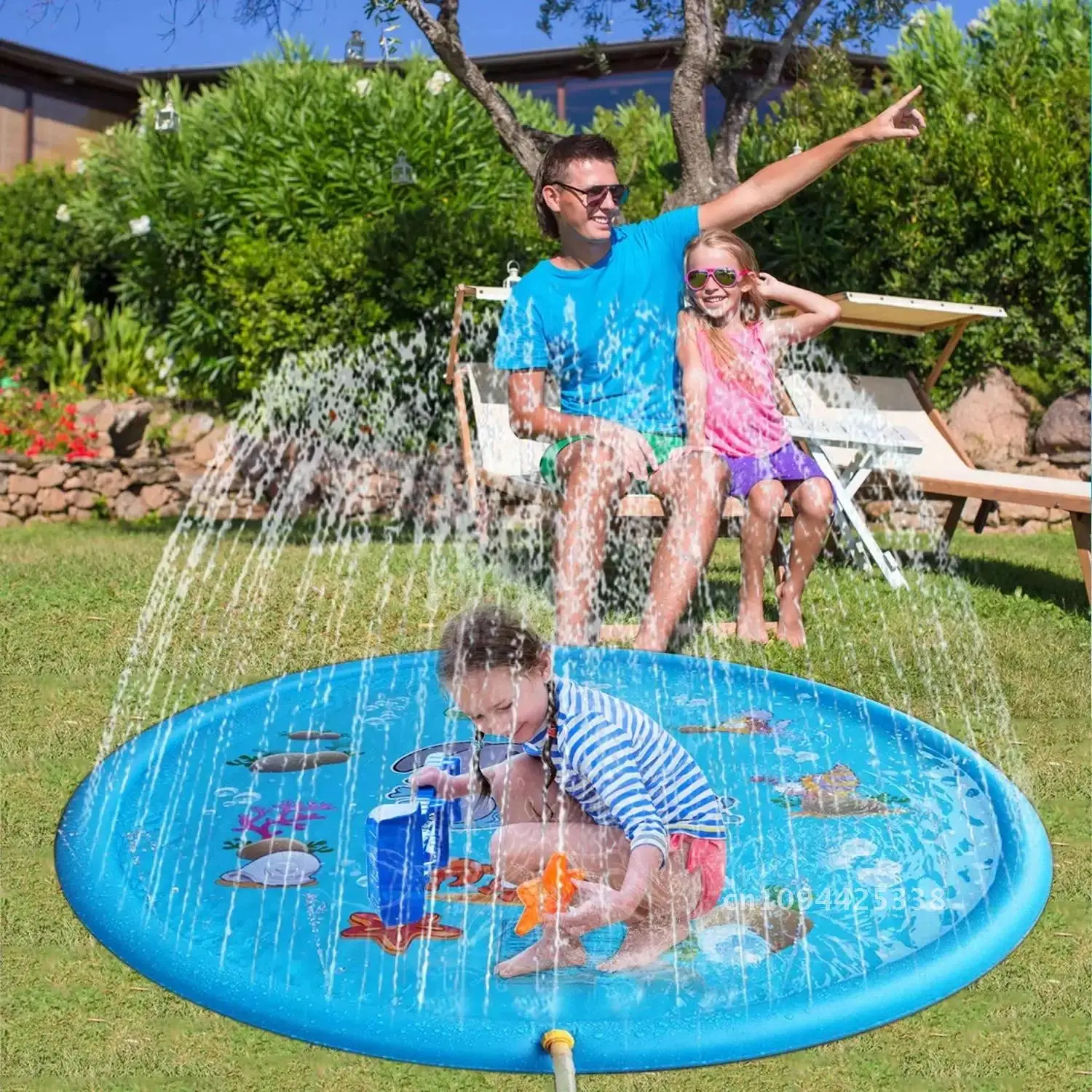 Children Play Spray Mat 100/150cm Beach Inflatable Water Sprinkler Pad Outdoor Game Toy Lawn Swimming Pool Mat Dolphin Fountain