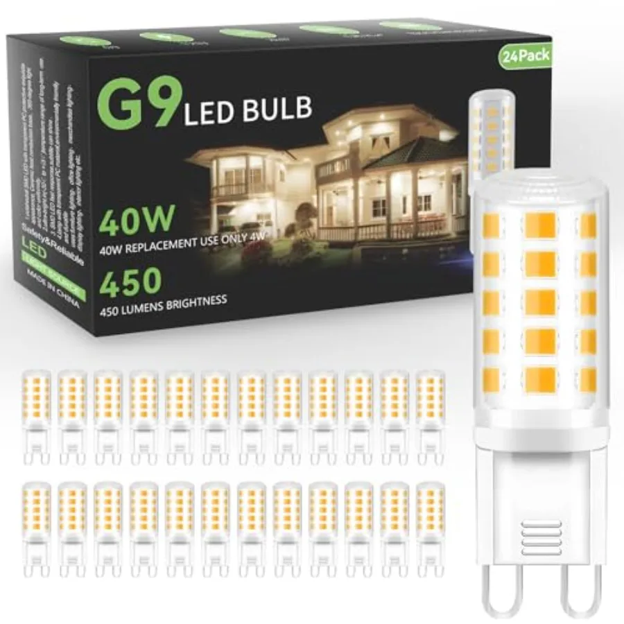 

G9 LED Bulb 4W 40 Watt Equivalent Halogen Warm White Chandelier Light Bulbs T4 G9 Bi-pin Base for Crystal Chandelier Home Light