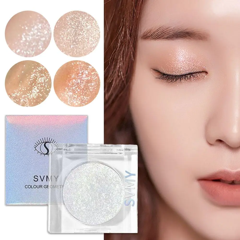 Glitter Eyeshadow Brighten Eyes Make Up Waterproof Monochrome Shadow Shimmer Pigmented Cosmetics Women Eye Highlighter Pale L8j6