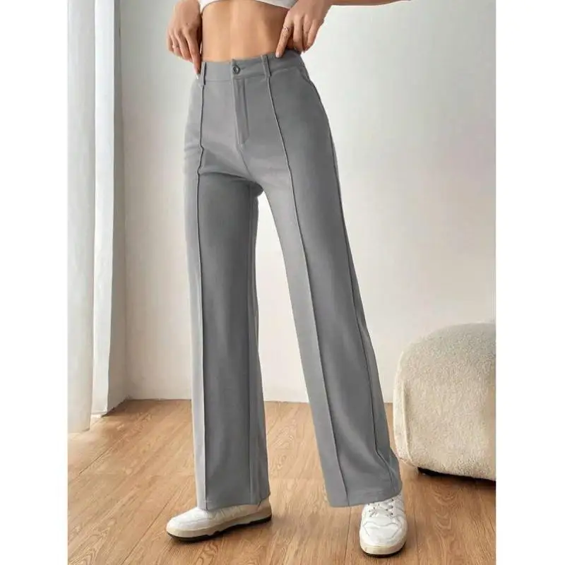 Dames pure kleur broek met rechte pijpen, casual sportkleding, zeven Sve-lengte, herfstseizoen Faion dameskleding