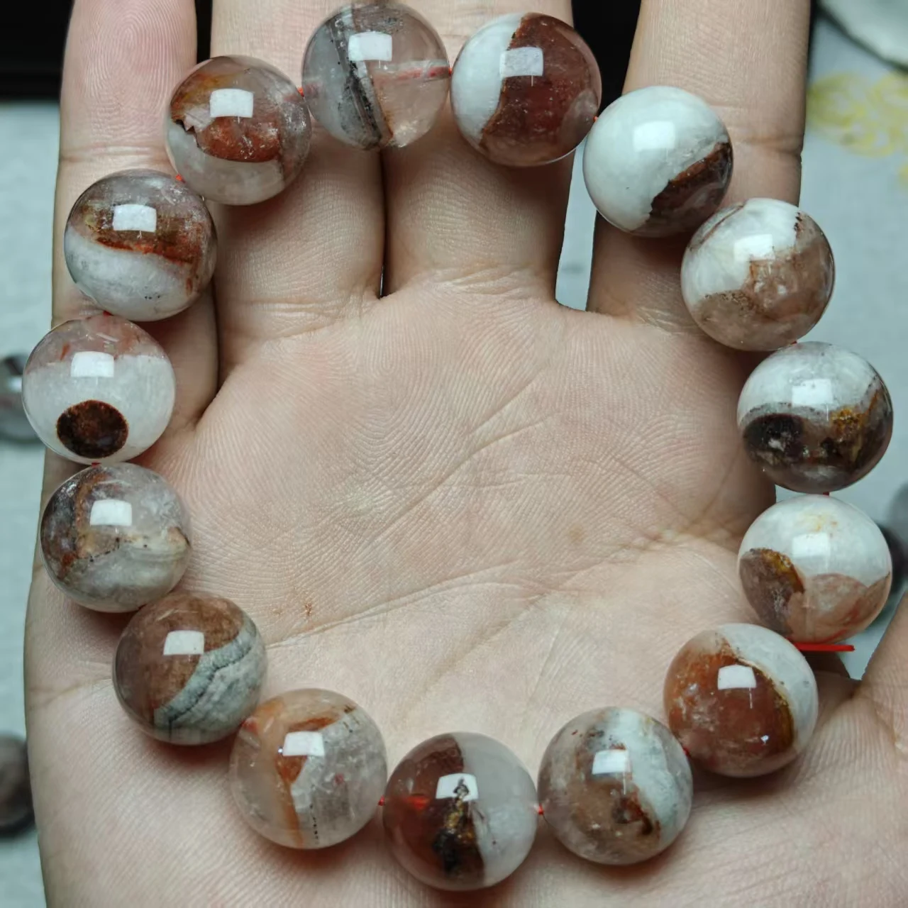 Xingyu Natürlicher AAA Roter Turm-Phantom-Quarz Glatte Runde Lose Armbandperlen zur Schmuckherstellung Mysteriöses Edelsteingeschenk – Detail 4