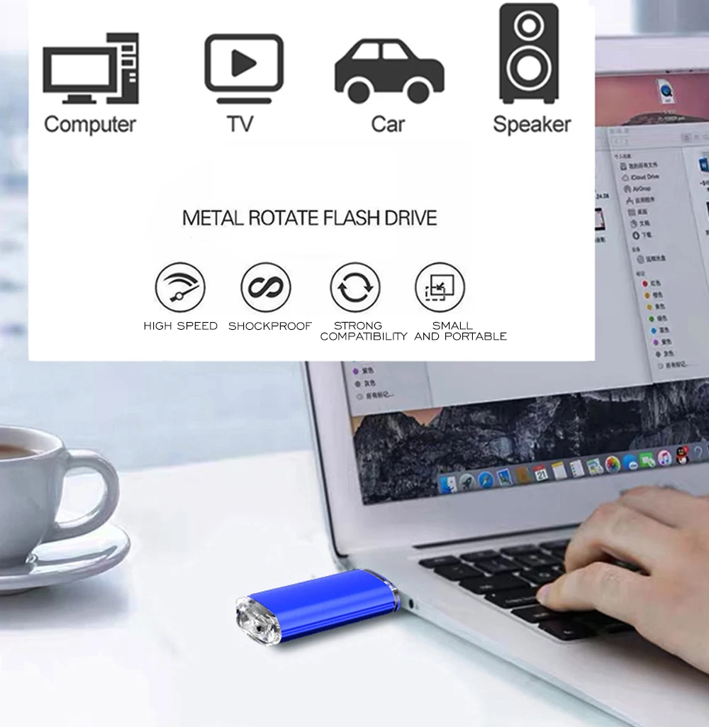 10 unidades flash USB de metal 64 GB 16 GB 8 GB USB de alta velocidade Stick 4 GB Pen Drive 2 GB de memória USB 2.0 frete grátis