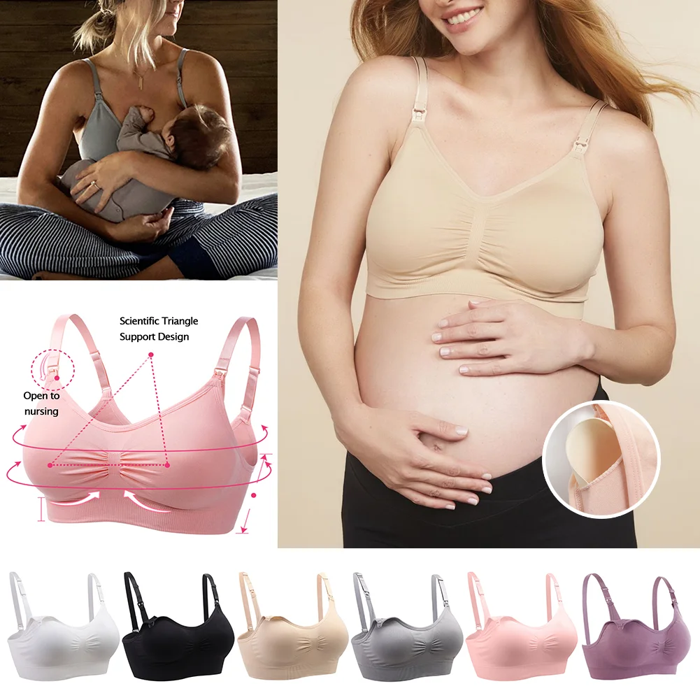 

WEICHENS Maternity Nursing Bra Breathable Breastfeeding Bras for Women Plus Size Open Buckle Easy Feeding Pregnancy Underwear