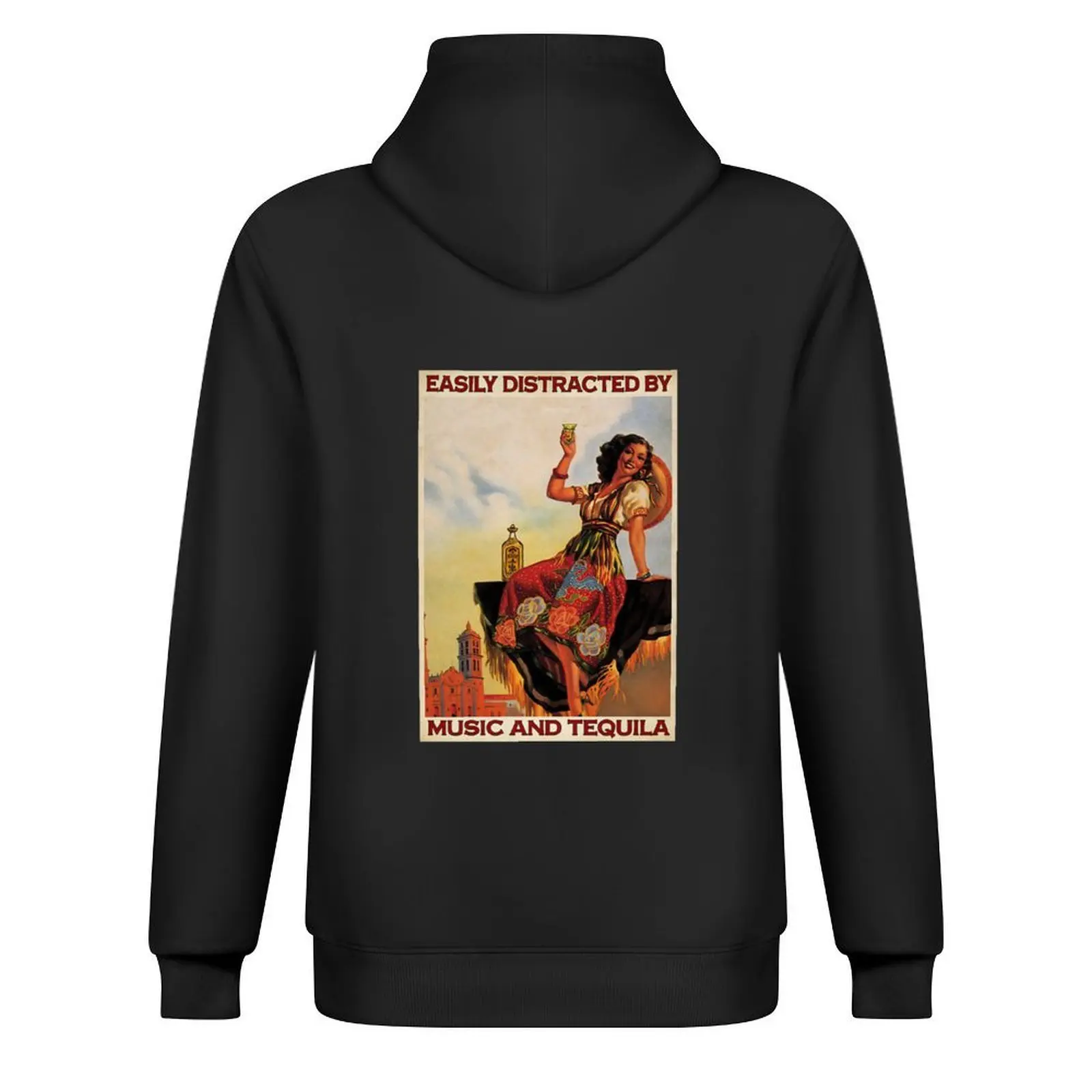 Easily Distracted By Music And Tequila Gift Girl Love Music Tequila Hoodie autumn jacket men men's sweat-shirt autumn hoodie