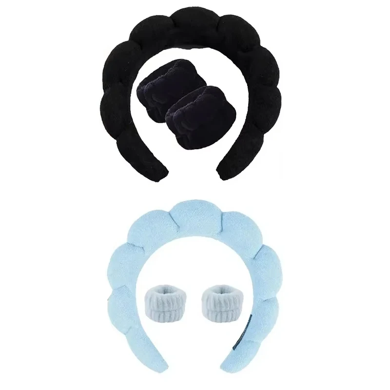 1PCS Stylish Washing Headband Set Wristbands Scrunchies Spa Bubble Headband for Washing Face Makeup Shower Skincare
