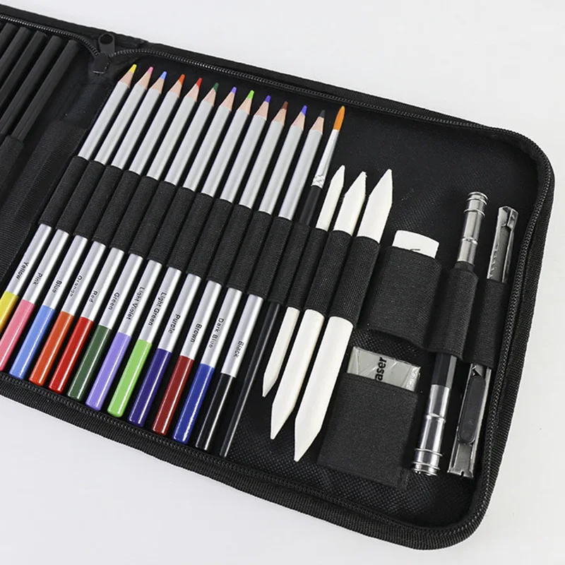 41-piece Set of Water-soluble Color Sketch Drawing Pencil Students Go Out for Sketching and Painting Special Portable Brush Set