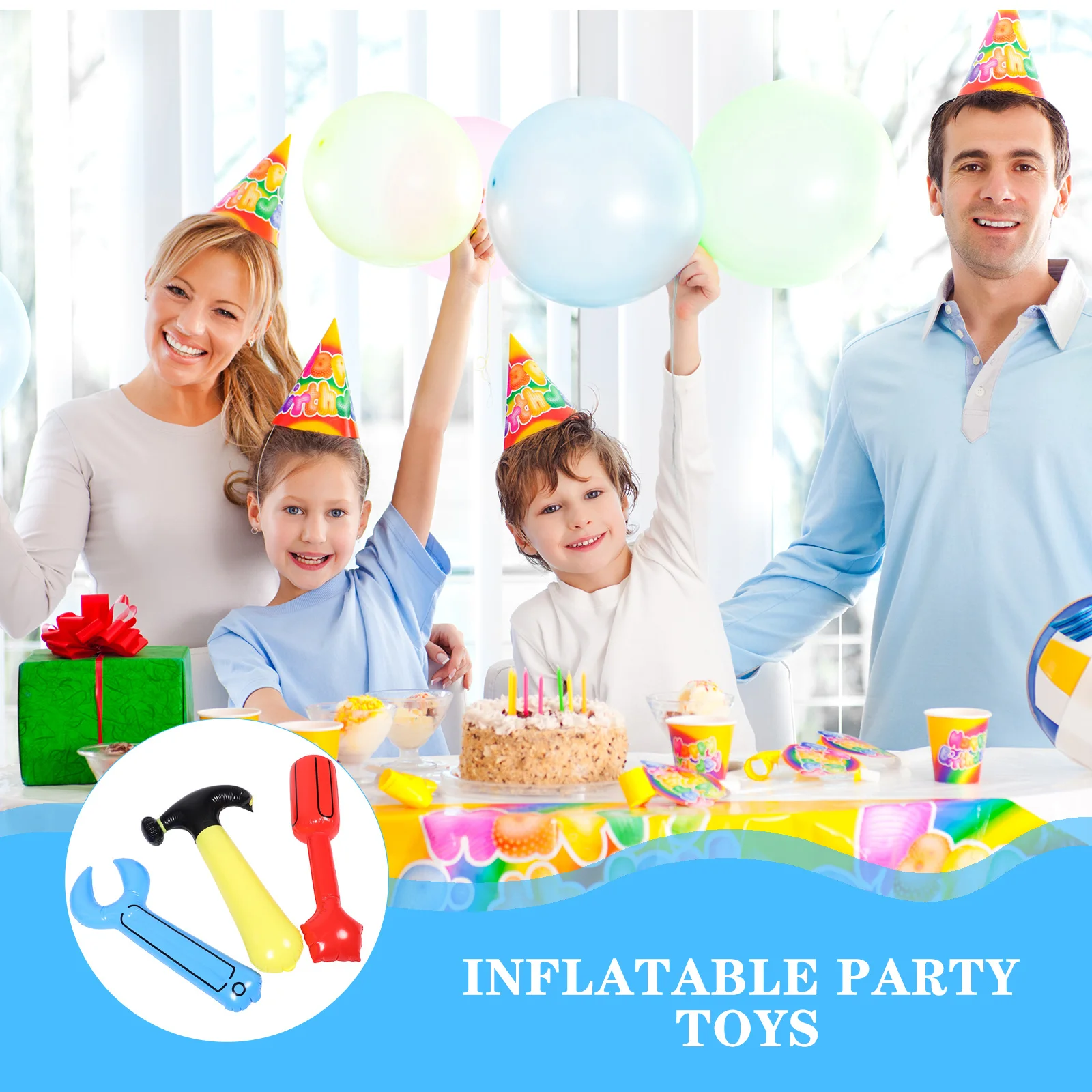 1 セットインフレータブルマレットハンマーレンチドライバーふり用品建設パーティーの装飾ビルディング楽しいおもちゃハンマー