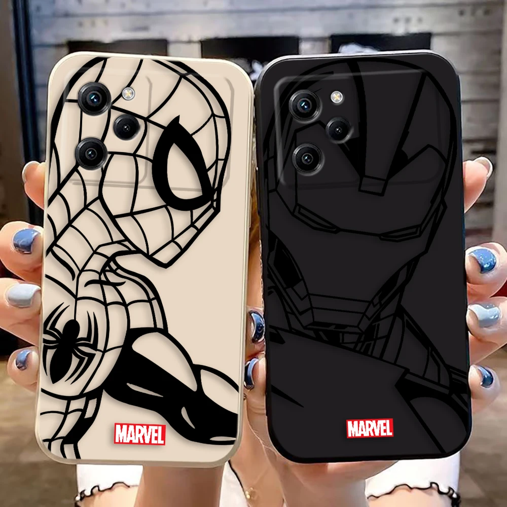 Marvel Spider-man Iran Man Cover Phone Case For Xiaomi 10T 11 12 12T 13 14T POCO F5 F6 M3 M5 X3 X4 X5 PRO 4G 5G Color TPU Case