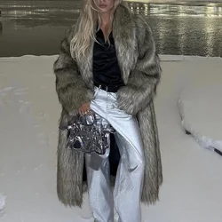 Faux Mink Fur Coat Long Women 2024 Winter Gradient Furry Fur Jacket Luxury Brand Fluffy Plush Warm Outerwear Womens Fur Coat