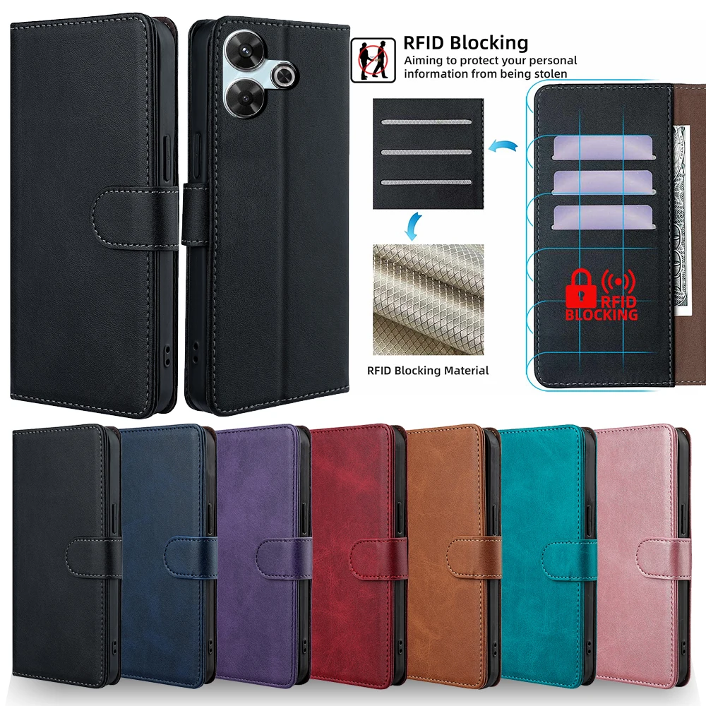 For POCO M6 Plus Wallet Case Multi Card Slots Protective Cover for Xiaomi Poco M6 plus pocom6 M 6 Leather Flip Book Case Funda