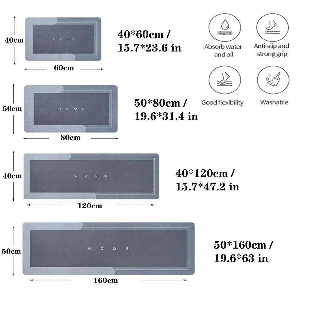Кухонные коврики для пола, спальни, гостиной, длинный прикроватный ковер, мягкий моющийся ковер, противоскользящий коврик для ванной комнаты, входной коврик