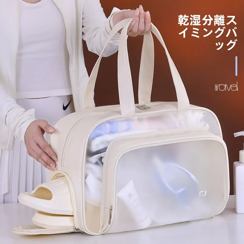 防水スイミングバッグ-シューズコンパートメント付き-ドライウェット分離-ハンドヘルドビーチバッグ-フィットネス-トラベル-トイレタリーポーチ-ユニセックス