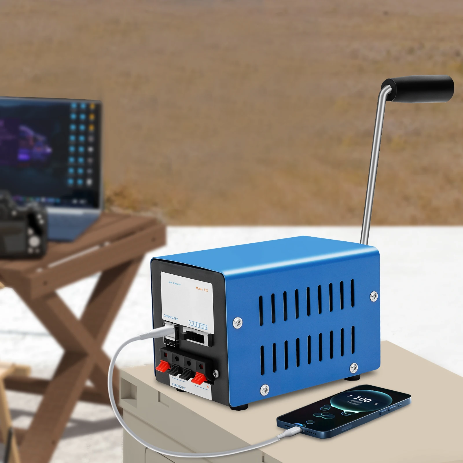 

20W Multifunction Generator, Manual Dynamo Hand Crank Charger Generator, USB Emergency Portable Generator, For Travel Camping