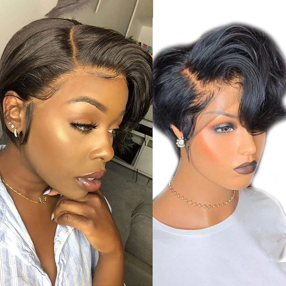 

6inch Short Pixie Cut Bob Wig Lace Front Wigs 13×4 Brazilian Hair Wigs 150% Density Human Hair Wigs Pre Plucked for Black Women