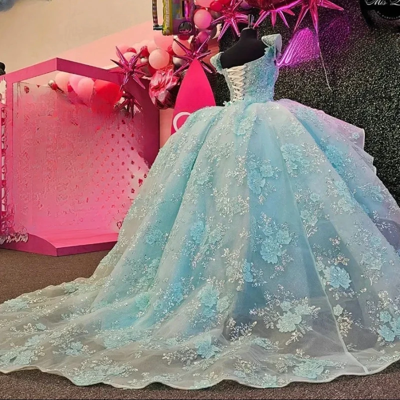 Real Picture Saudi Arabic Sweet 16 15 Girls Birthday Party Dress Prom Gown Lace Princess Pageant vestidos de 15 quinceañera 2024