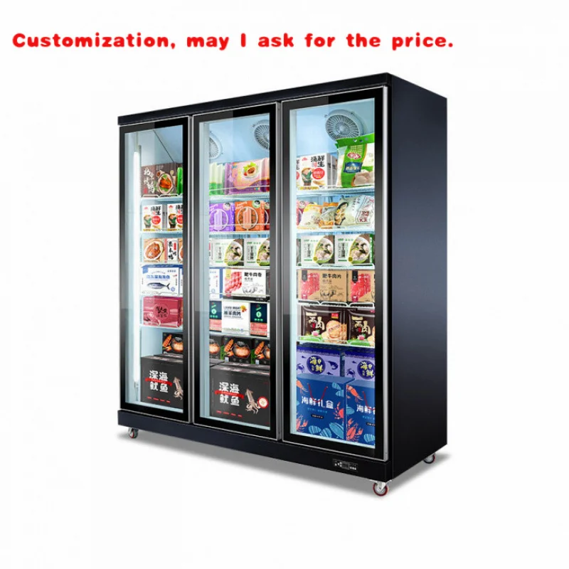 

На заказ. 2, 3, 4-дверная коммерческая холодильная витрина, морозильная камера, витрина для молочных напитков, вертикальная стеклянная дверь, морозильная камера, охладитель