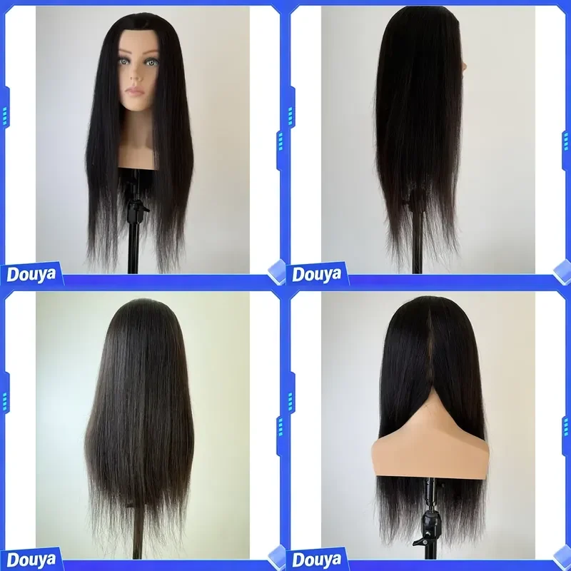 Manufacturer Price 24 Inch 180g 100% Human Hair Training Head Europe Face Hair Mannequin Head With Shoulder for Hairdresser