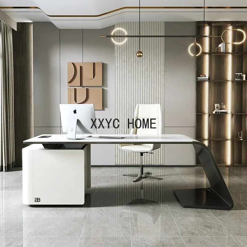Light Luxury Corner Desk Stone Plate Desk Modern Simple and High-End