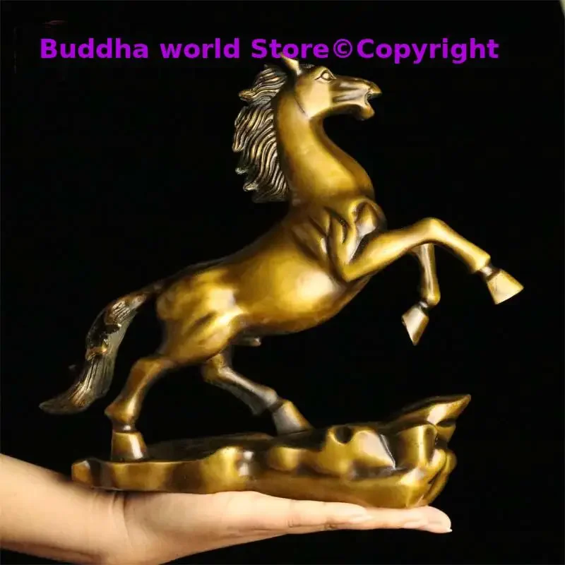 GOOD LUCK Auspicious ornament living room Company Decorative ART ZHAO CAI fortune Success HORSE BRONZE Statue MA DAO CHENG GONG