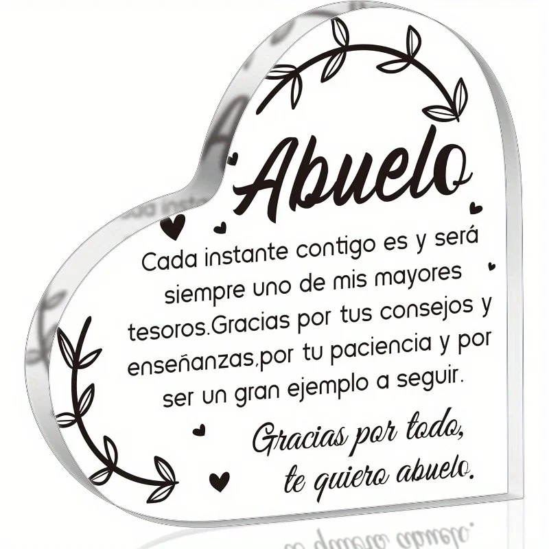 [2D Flat] Acrylic Gift for a Spanish-Speaking Grandfather – Father'S Day Acrylic Heart-Shaped Board, Grandfather Memory