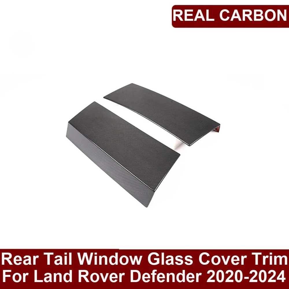 For Land Rover Real Dry Carbon Fiber Defender 2020-2024 Exterior Rear Tail Window Glass Cover Frame Trim Both Side Decoration