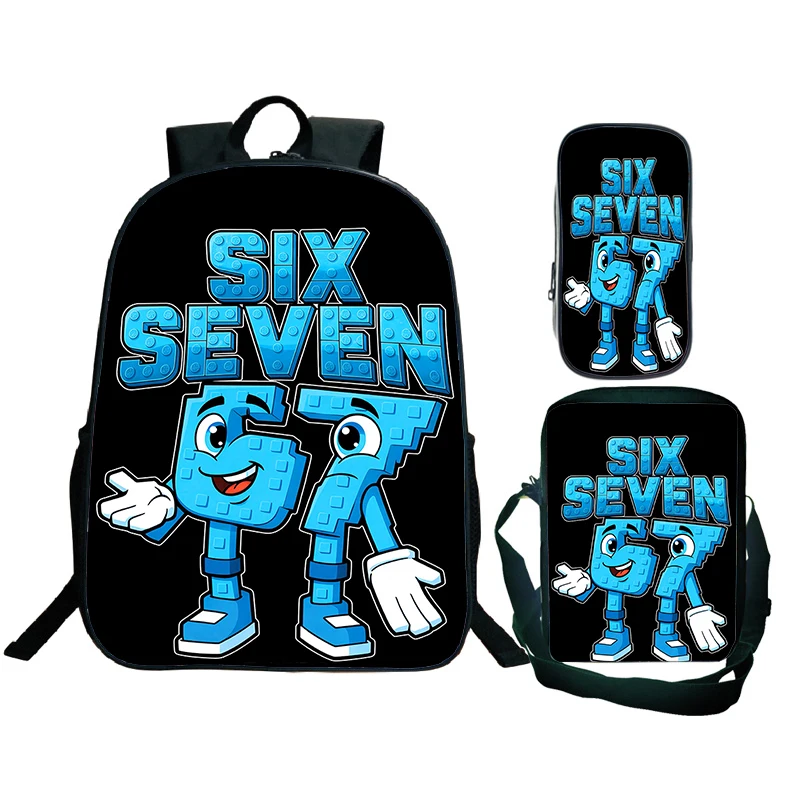 67 Six Seven Italian Meme Backpack Shoulder Bags Set School Bags for Boy Girl Funny Cartoon Number Student Rucksack Kids Gift