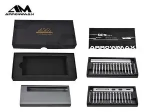 

Оригинальная мини-электрическая отвертка ARROWMAX AM-199911-G Arrowmax SES с алюминиевым футляром (28 в 1) космический серый радиоуправляемый инструмент