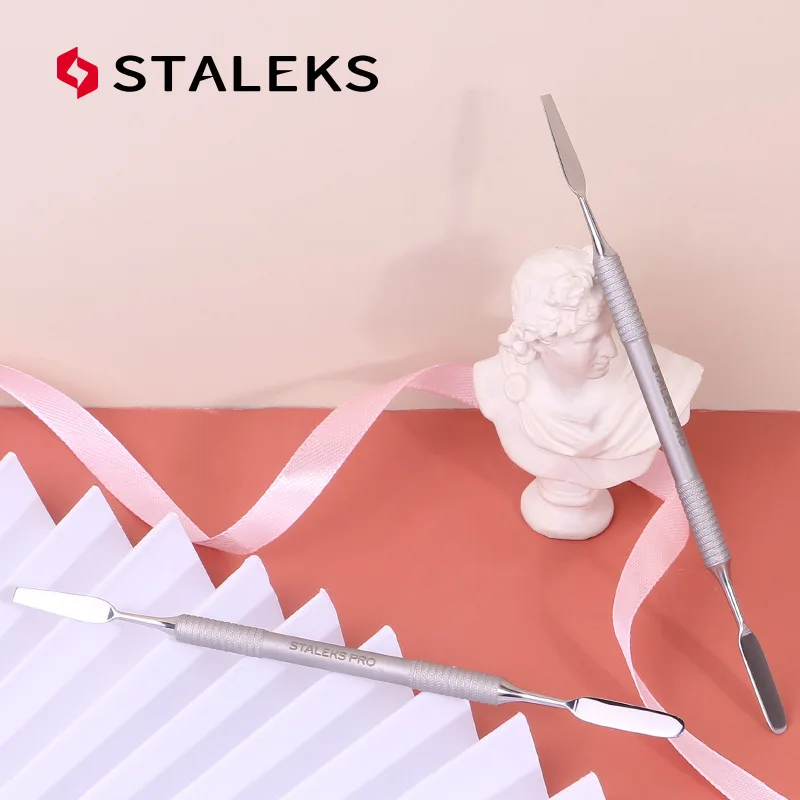 

STALEKS PS-60-1 Europe Manicure Matte Double-head Dead Skin Push Trailing Edge Shovel Russian Nail Cuticle Pusher Nail Art Tools